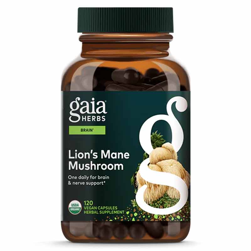 Lion's Mane Mushroom Brain & Nerve Support, 120 Vegan Capsules, by Gaia Herbs