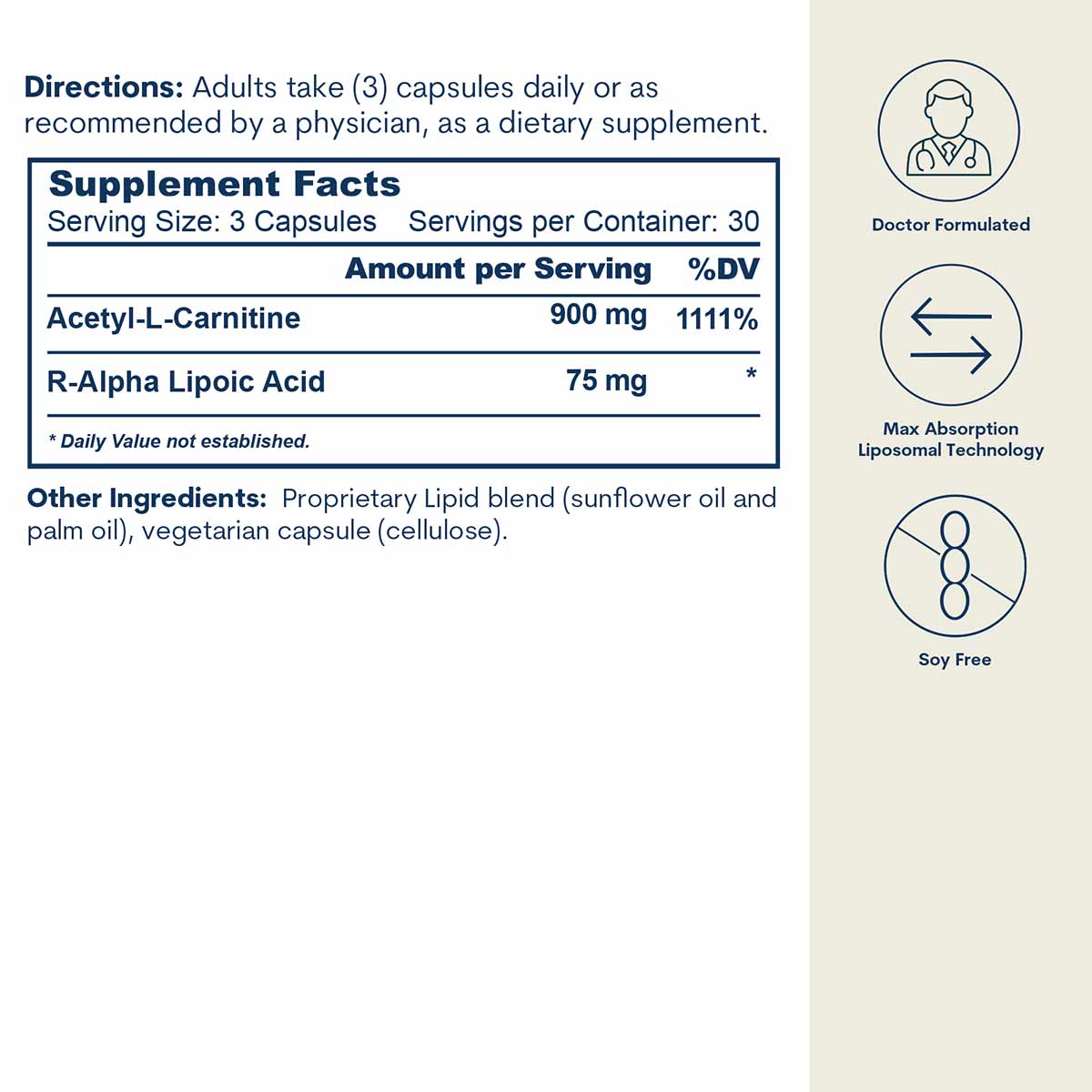 Liposomal ALC & R-ALA, 90 Capsules, by Core Med Science