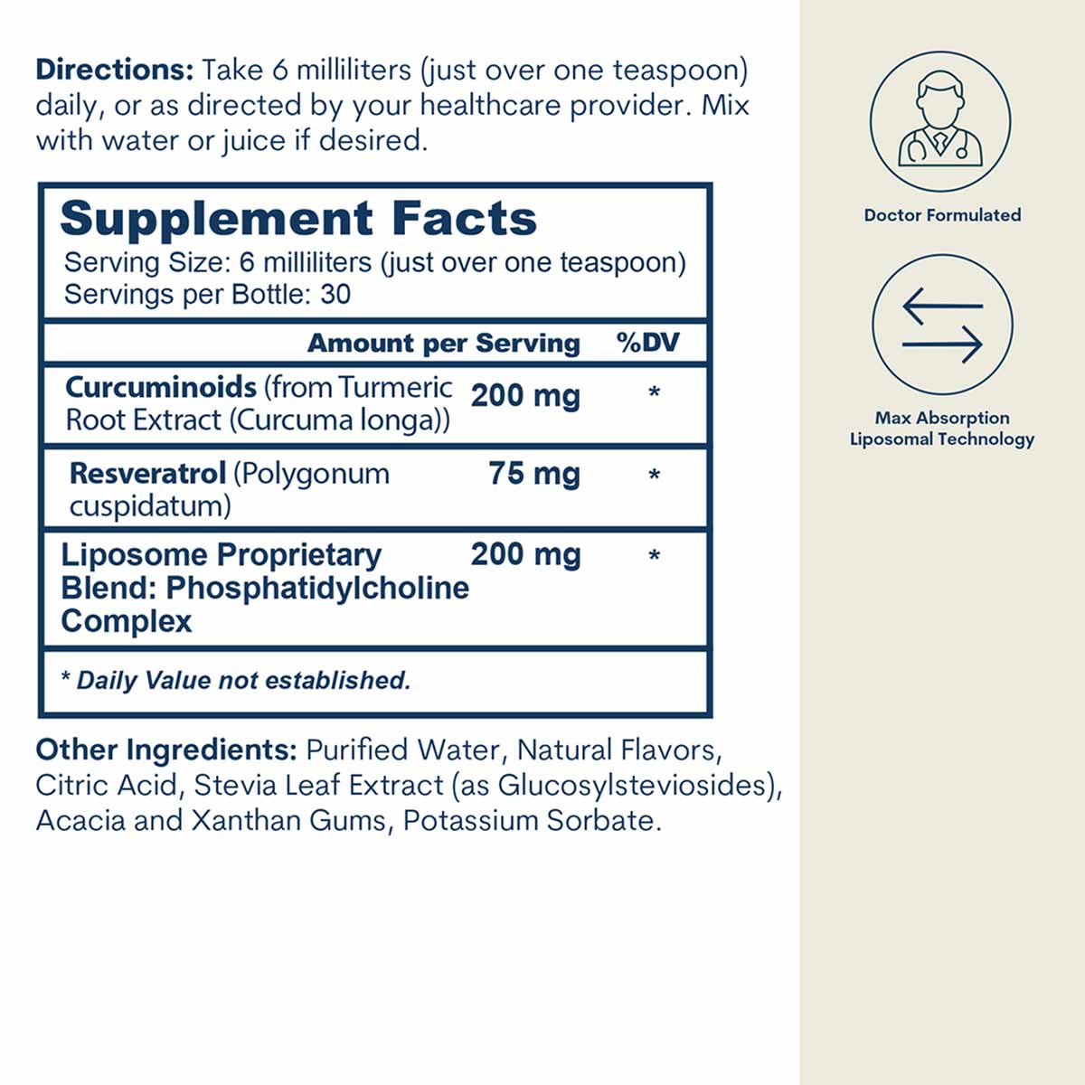 Liposomal Curcumin-Resveratrol, 6 Oz, by Core Med Science