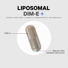 Tan and clear liposomal capsule measuring 0.82 inches, labeled with product name and key ingredients.