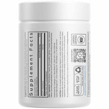 White plastic supplement jar with white lid displaying "Supplement Facts" label and product information for liposomal glutath