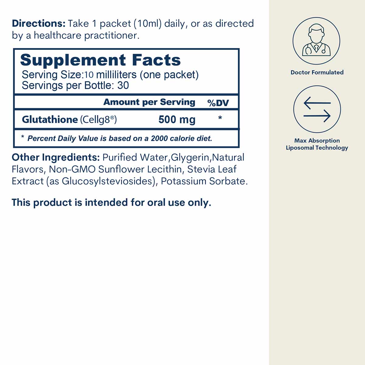 Liposomal Liquid Glutathione Single Serve Packs, by Core Med Science