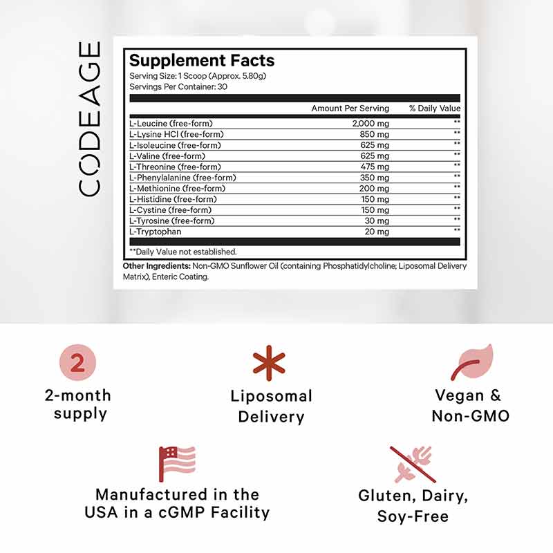Liposomal Multi Amino+ Powder, by Codeage, image #2