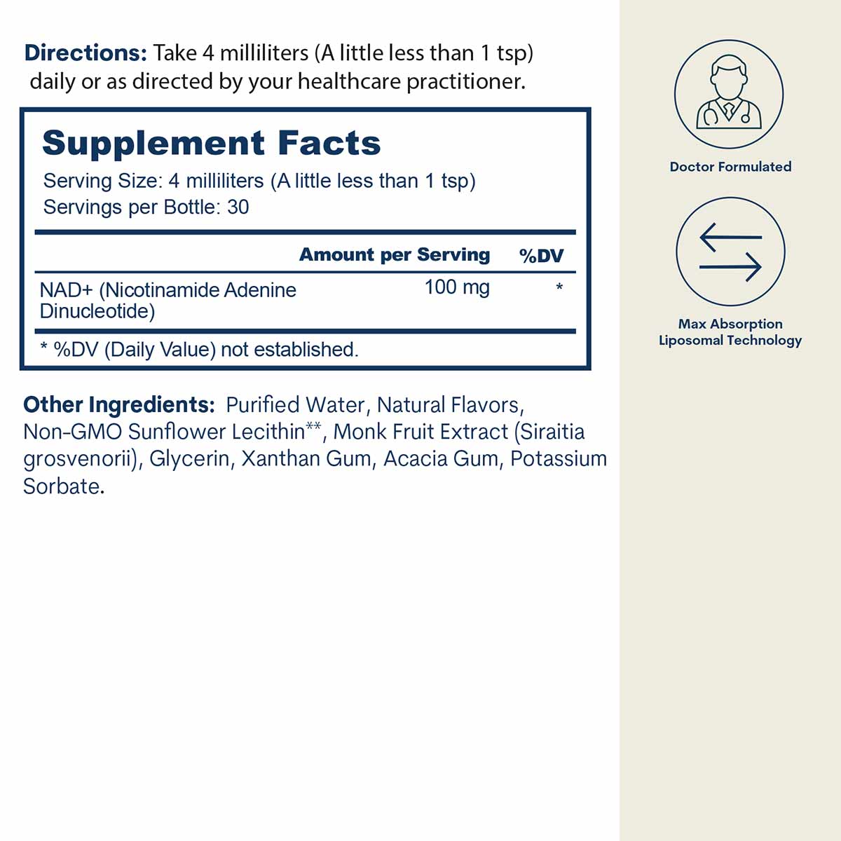 Liposomal NAD+, 4 Oz, by Core Med Science