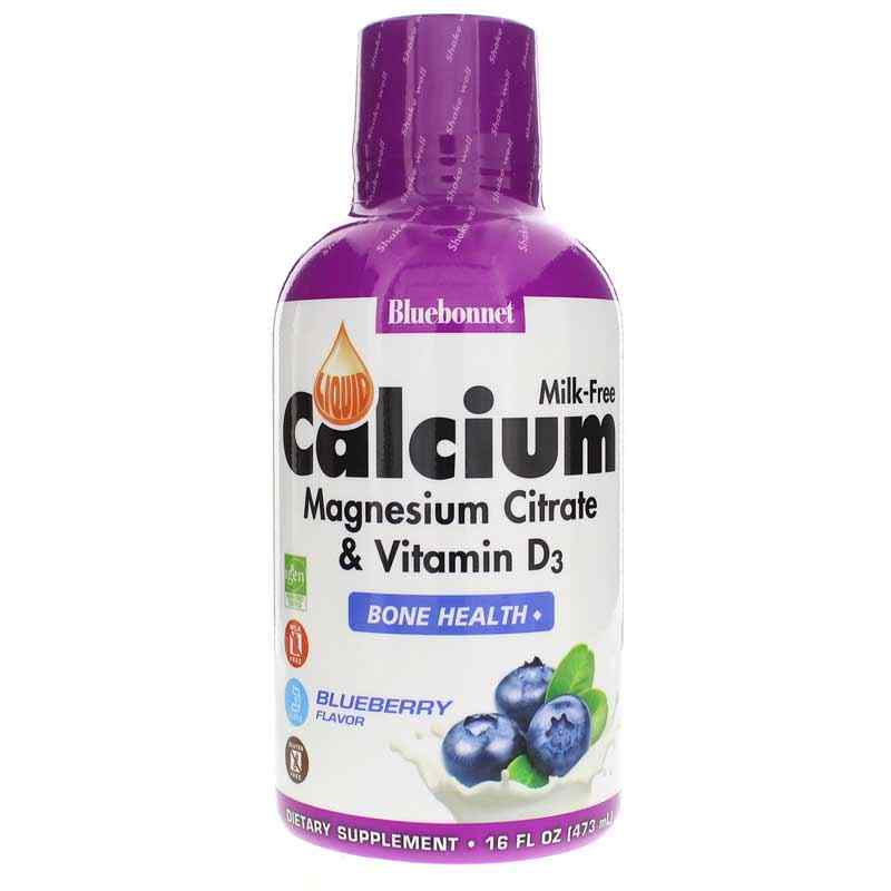 Liquid Calcium Magnesium Citrate Plus Vitamin D3, Blueberry, by Bluebonnet