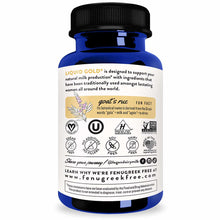 Blue and white supplement bottle with black cap labeled "Liquid Gold" by Legendairy Milk, displaying ingredient information a