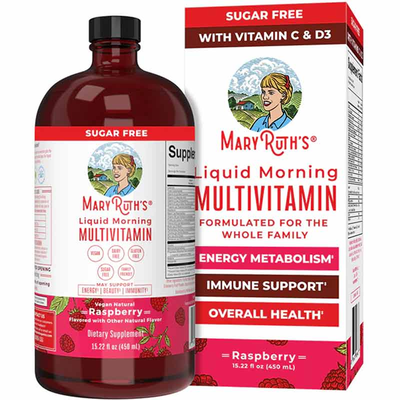 Liquid Morning Multivitamin, Raspberry, 15.2 Oz, by MaryRuth's Organics
