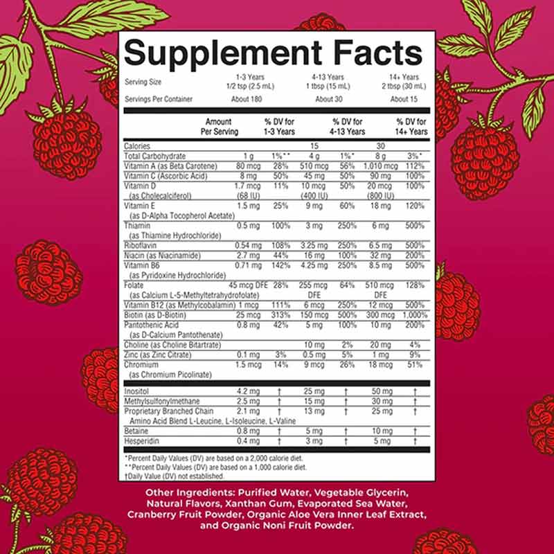 Liquid Morning Multivitamin, Raspberry, 15.2 Oz, by MaryRuth's Organics, image #2