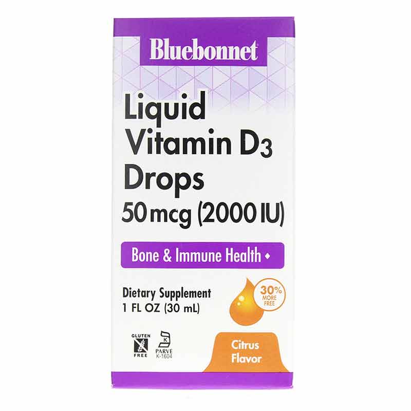 Liquid Vitamin D3 Drops 2000 IU, by Bluebonnet