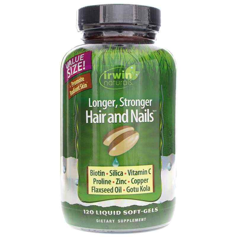 Longer, Stronger Hair and Nails, 120 Liquid Softgels, by Irwin Naturals