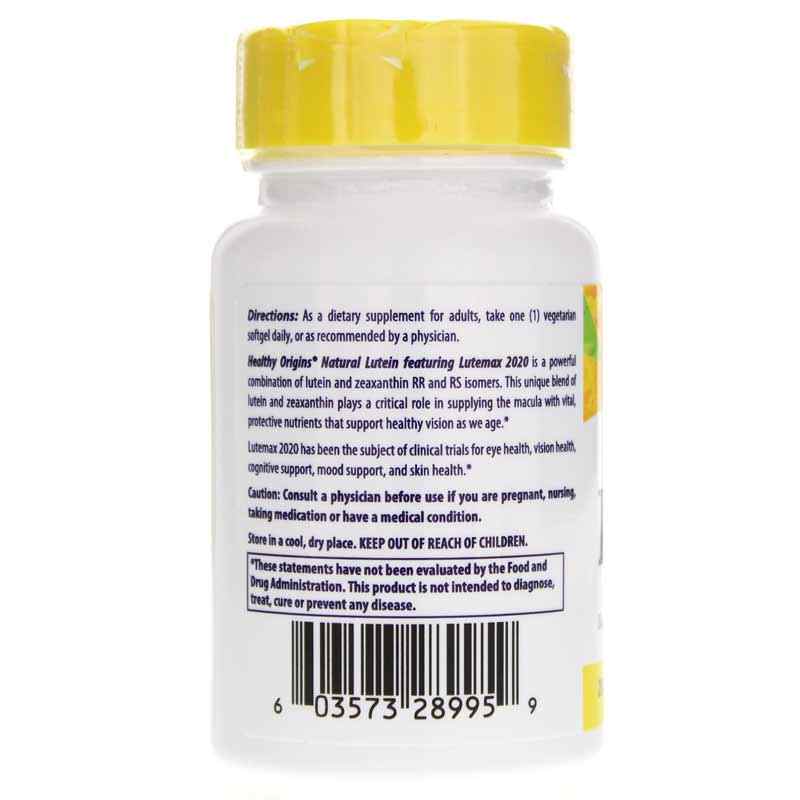 Lutein 20 Mg, 60 Veg Softgels, by Healthy Origins, image #3