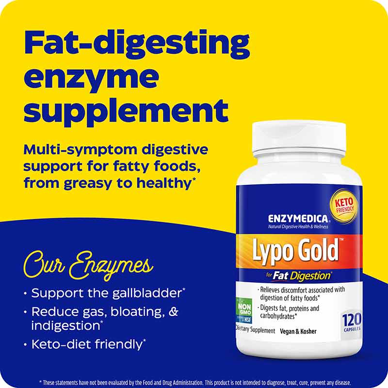 Lypo Gold, 120 Capsules, by Enzymedica, image #3