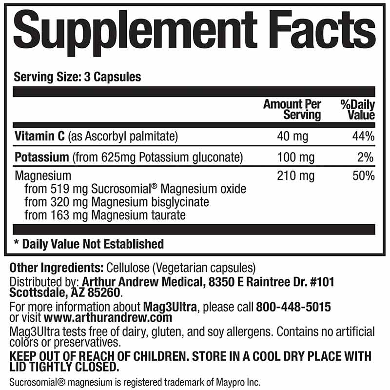 Mag3Ultra, 180 Capsules, by Arthur Andrew Medical, image #2