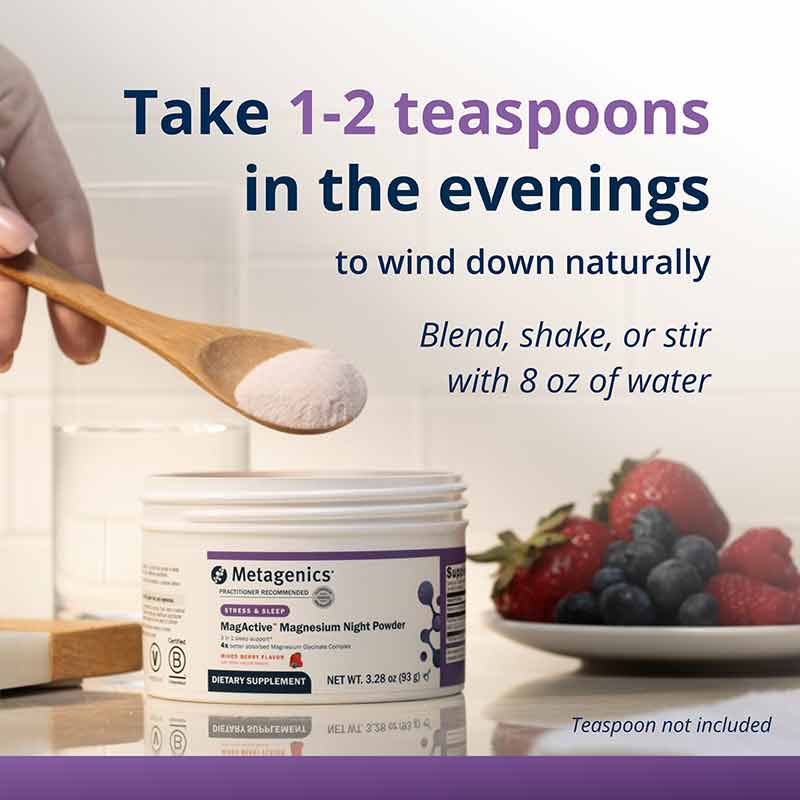 MagActive Night Magnesium Powder Mixed Berry, Mixed Berry, 30 Servings, by Metagenics, image #5