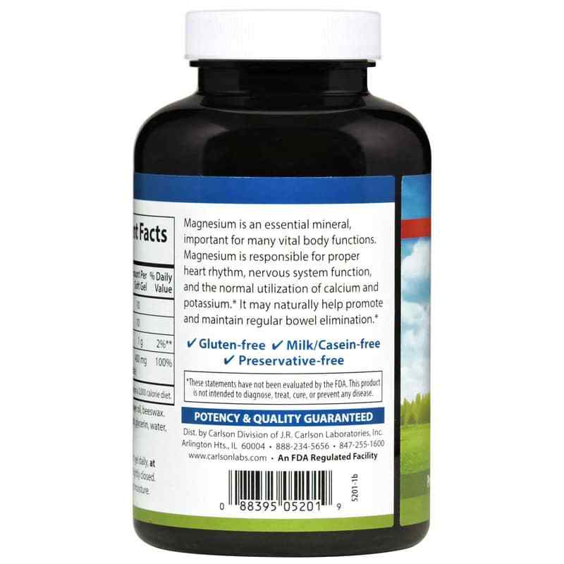 Magnesium 400 Mg, 100 Softgels, by Carlson Labs, image #3