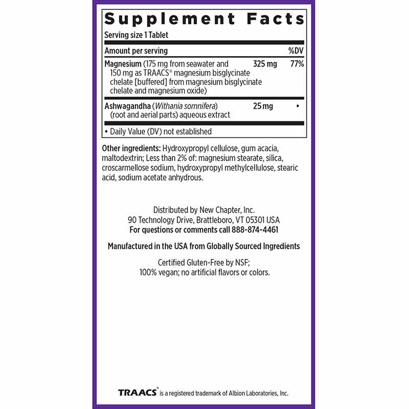 Magnesium + Ashwagandha, 30 Vegan Tablets, by New Chapter, image #2