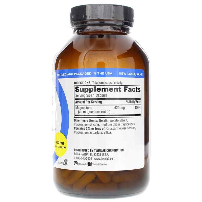 Magnesium Caps 420 Mg, 200 Capsules, by Twinlab, image #2