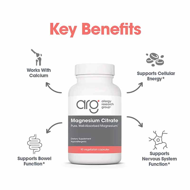 Magnesium Citrate 170 Mg, 90 Veg Capsules, by Allergy Research Group, image #4
