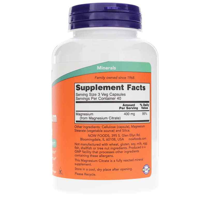 Magnesium Citrate Capsules, 120 Veg Capsules, by NOW Foods, image #2