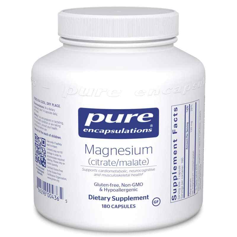 Magnesium (citrate/malate), 180 Capsules, by Pure Encapsulations