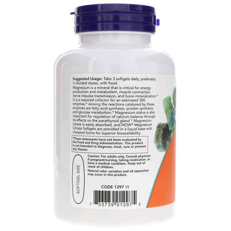 Magnesium Citrate Softgels, 90 Softgels, by NOW Foods, image #3