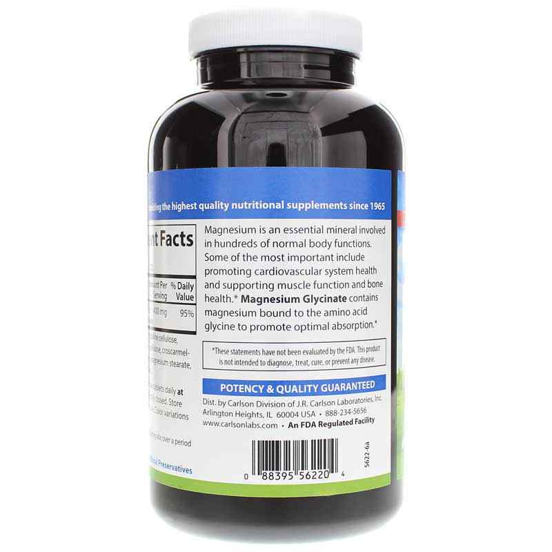Magnesium Glycinate 400 Mg, 240 Tablets, by Carlson Labs, image #3