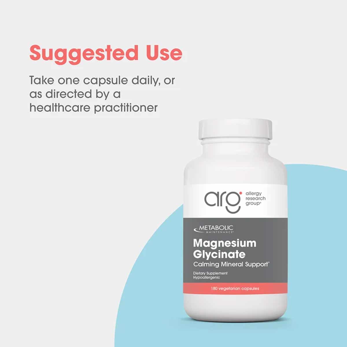 Magnesium Glycinate, 180 Capsules, by Allergy Research Group