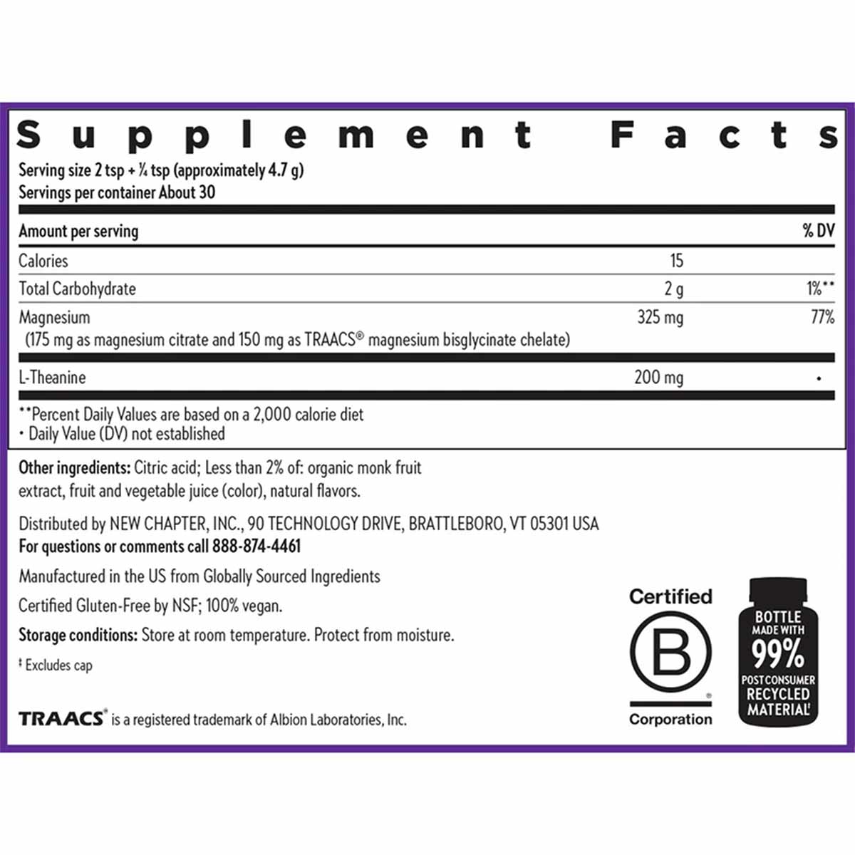 Magnesium + L-Theanine, by New Chapter