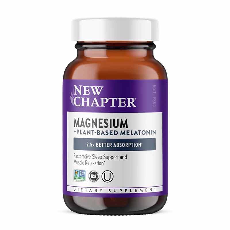 Magnesium + Plant Based Melatonin, 60 Tablets, by New Chapter