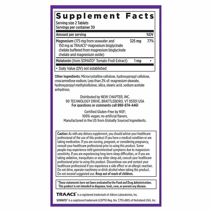 Magnesium + Plant Based Melatonin, 60 Tablets, by New Chapter, image #5