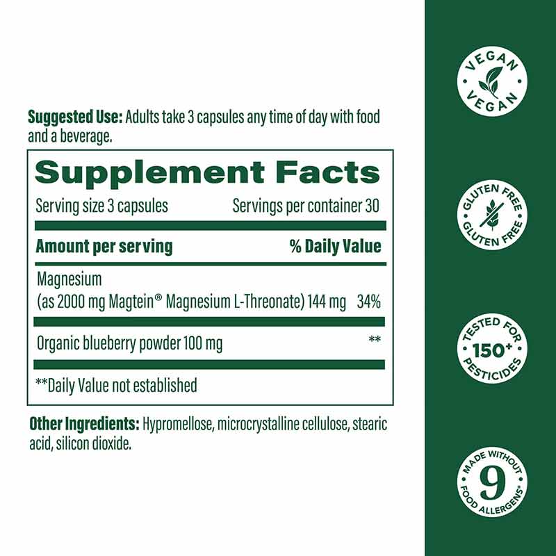 Magtein® Magnesium L-Threonate, 90 Capsules, 90 Capsules, by Megafood, image #2