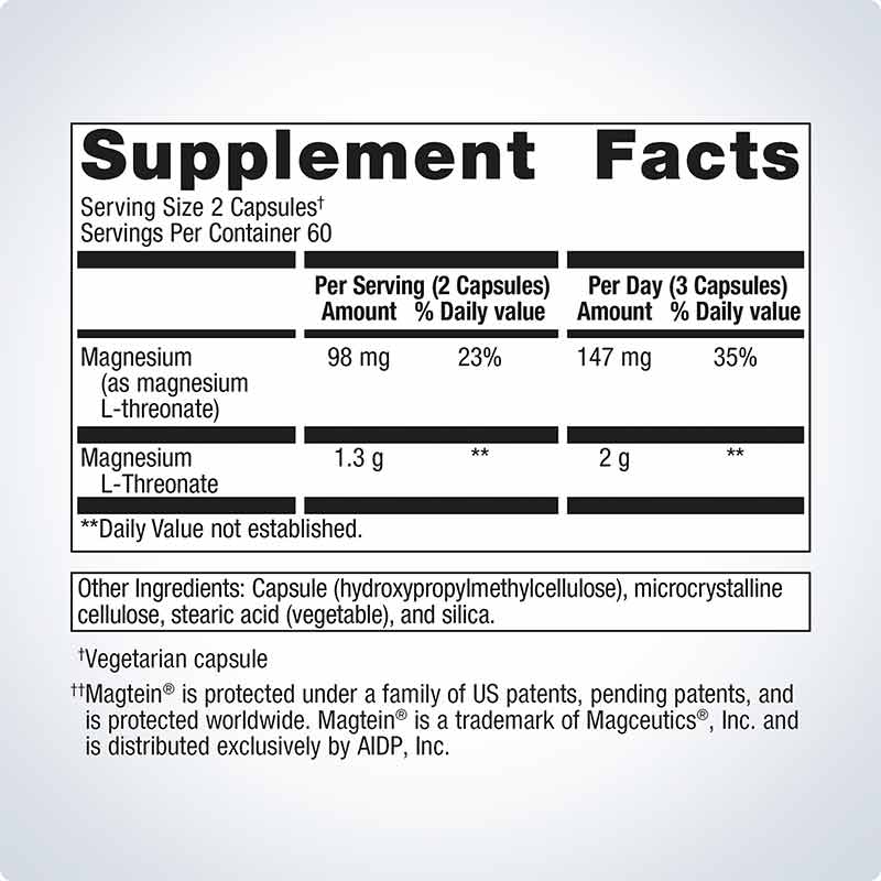 Magtein Magnesium L-Threonate, 120 Capsules, by Metagenics, image #2