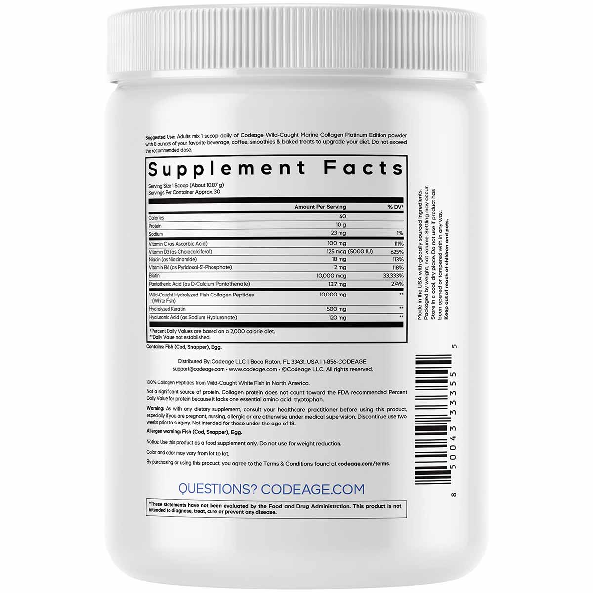 Marine Collagen Peptides Platinum, by Codeage