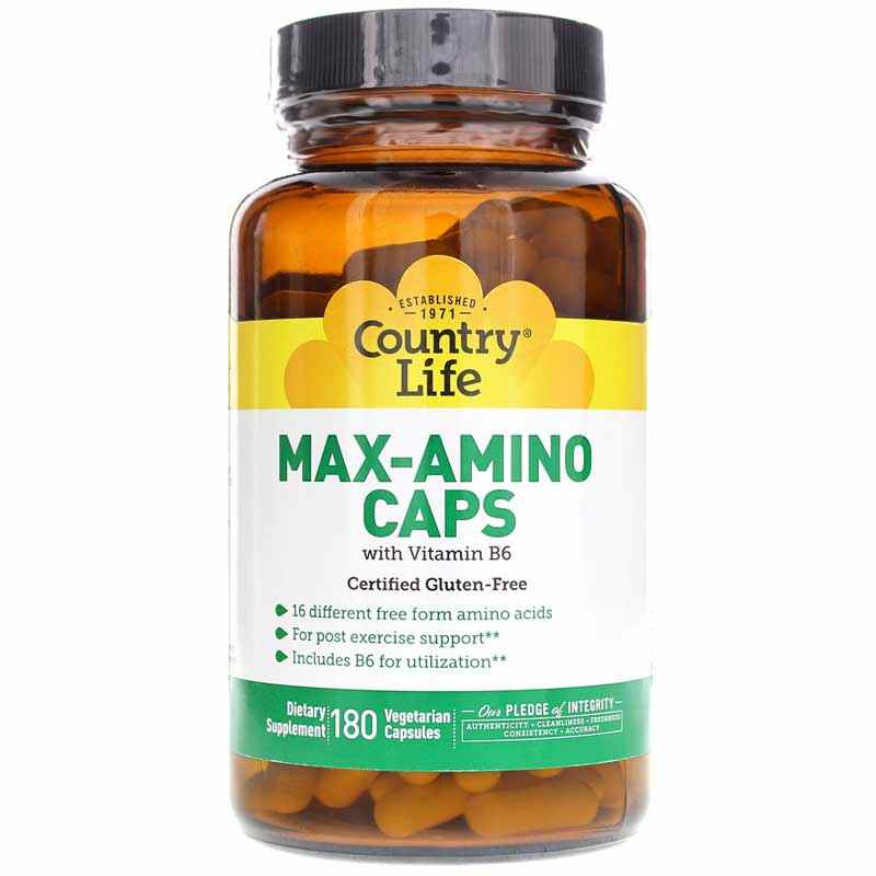 Max-Amino Caps, 180 Veg Capsules, by Country Life