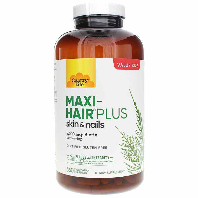 Maxi-Hair Plus Skin & Nails, 360 Veg Capsules, by Country Life