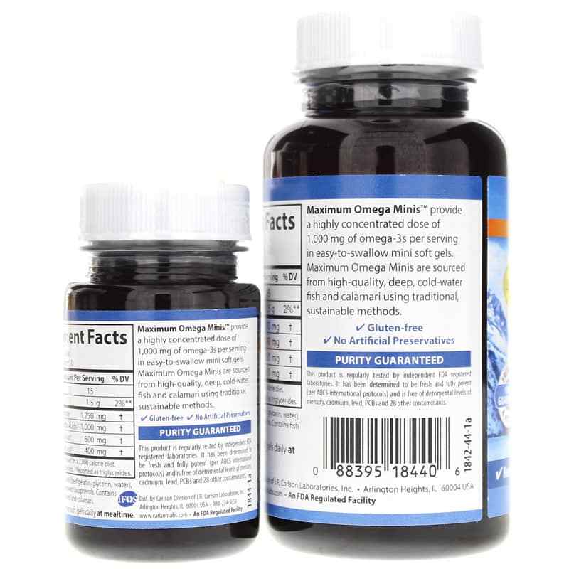 Maximum Omega Minis, 80 Softgels, by Carlson Labs, image #3