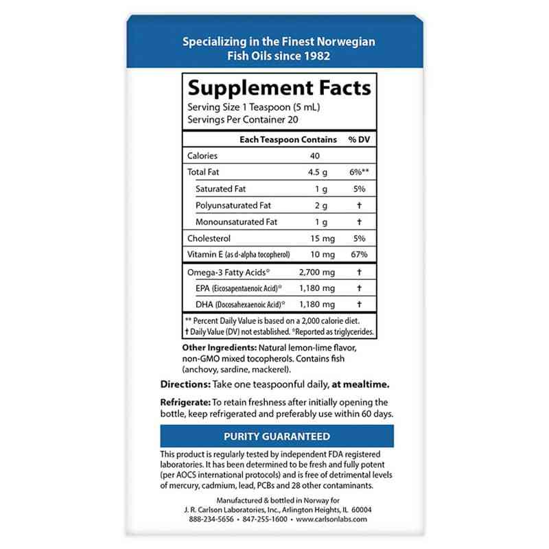 Med Omega 2700 Mg Omega-3s with Natural Lemon-Lime Flavor, by Carlson Labs, image #3