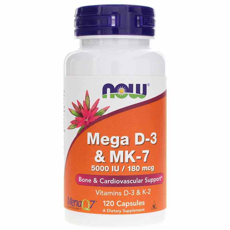 Mega D3 & MK-7, 120 Capsules, by NOW Foods