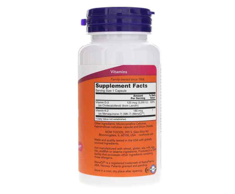 Mega D3 & MK-7, 120 Capsules, by NOW Foods, image #2