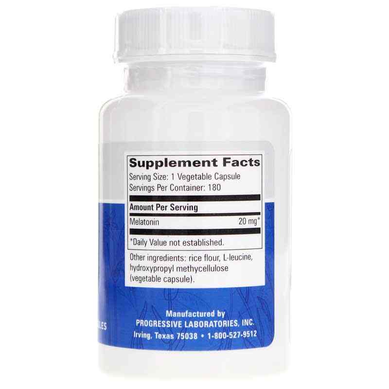 Melatonin 20 Mg, 180 Veg Capsules, by Progressive Labs, image #2