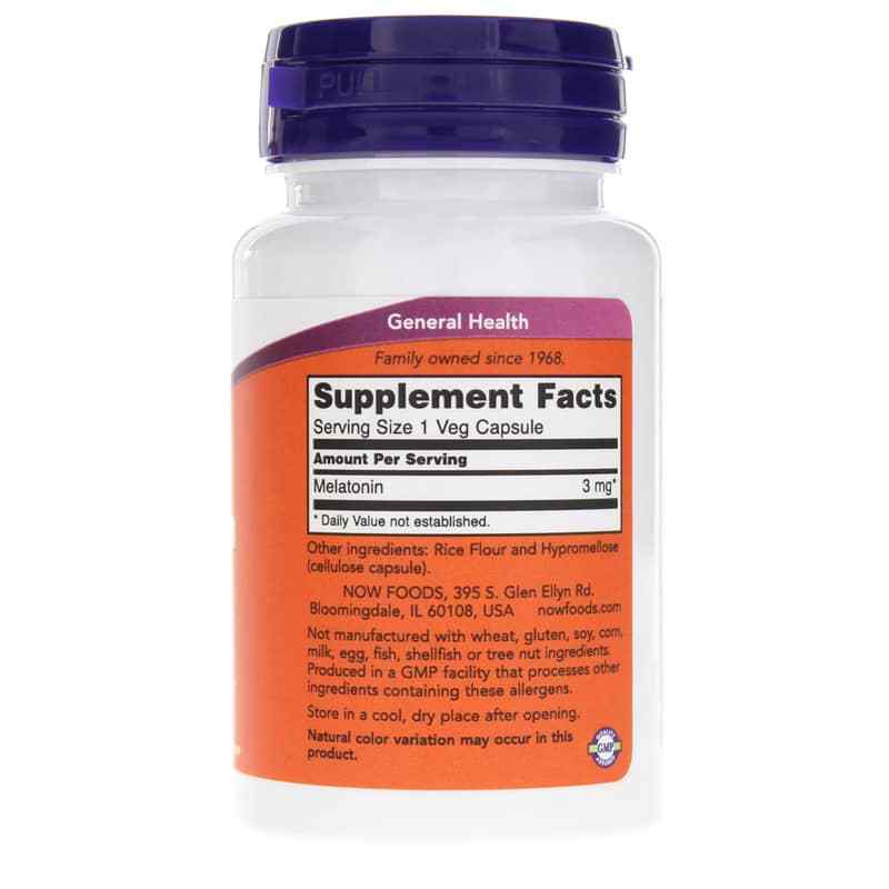 Melatonin 3 Mg, 60 Veg Capsules, by NOW Foods, image #2