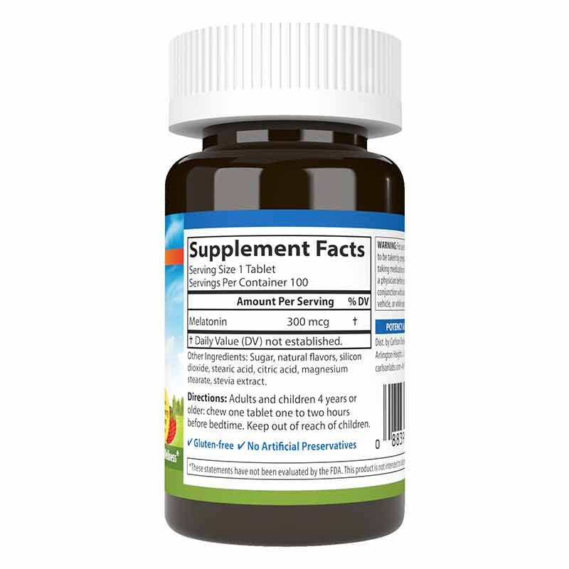 Melatonin 300 Mcg, 100 Tablets, by Carlson Labs, image #2