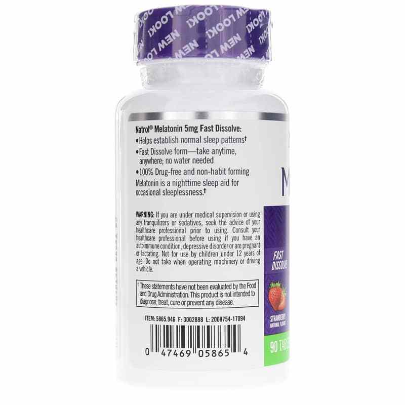Melatonin 5 Mg Fast Dissolve Extra Strength, 90 Tablets, by Natrol, image #3