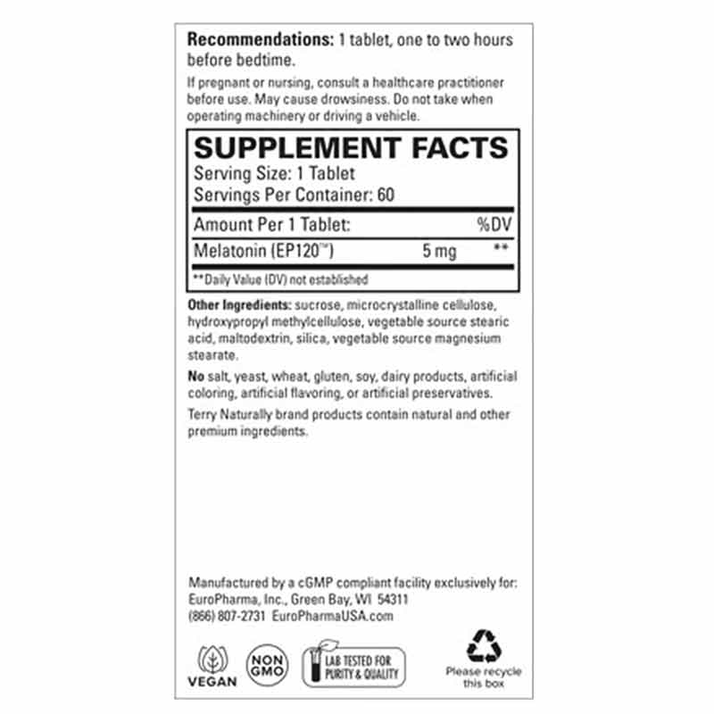Melatonin EP120 5 Mg Sustained Release, by Terry Naturally, image #2