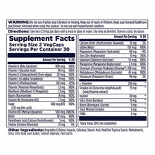 Supplement Facts label for Men 18+ Multivitamin by Kal showing serving size, vitamin and mineral content, and ingredients.