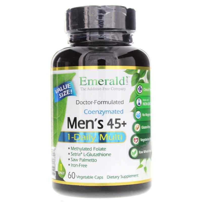 Men's 45+ 1-Daily Multi, 60 Veg Capsules, by Emerald