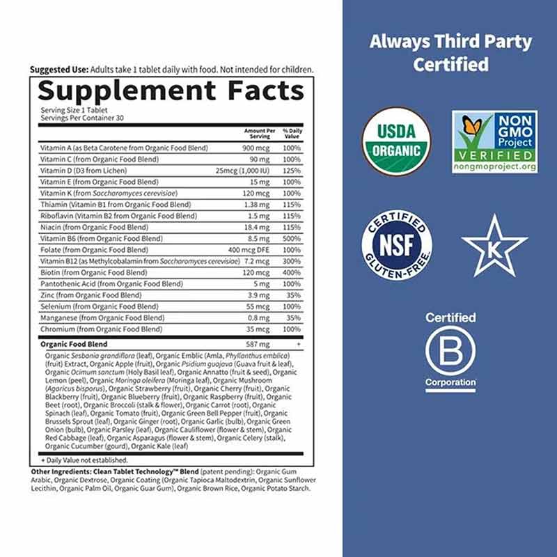 Men's Once Daily Whole Food Multivitamin, 30 Veg Tablets, by Garden of Life mykind Organics, image #2