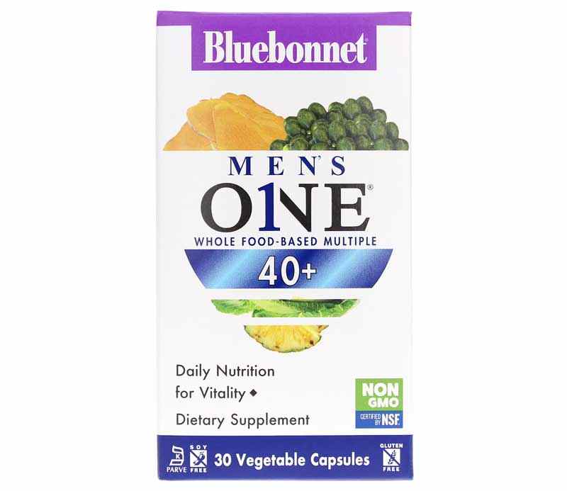 Men's One 40+ Whole Food-Based Multiple, 30 Veg Capsules, by Bluebonnet