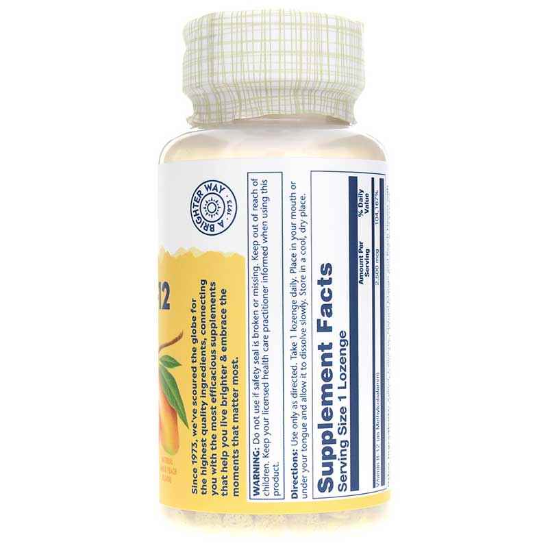 Methyl B-12 2500 Mcg Natural Mango Peach Flavor, by Solaray, image #2