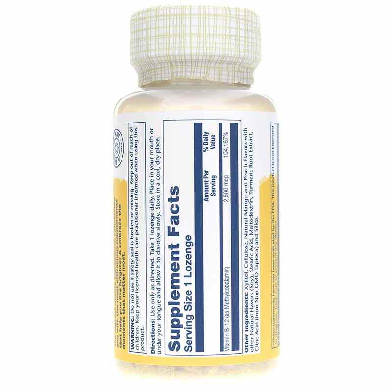 Methyl B-12 2500 Mcg Natural Mango Peach Flavor, by Solaray, image #3